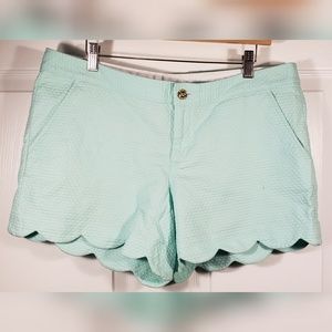 Lilly Pulitzer teal scalloped shorts size 12